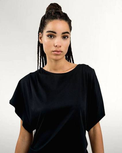 ACCESS - Γυναικείο Φόρεμα μίνι κοντομάνικο με σούρες 43-3048 Black