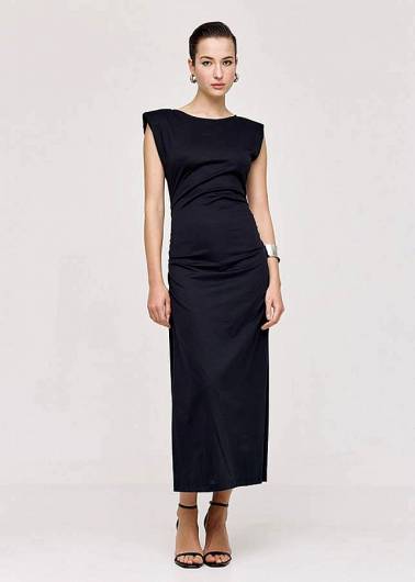 ACCESS - Γυναικείο Φόρεμα με σούρες 43-3322 Μαύρο