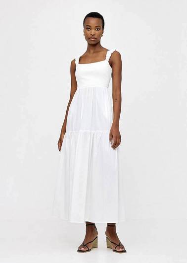 ACCESS - Γυναικείο Φόρεμα ποπλίνα με τιράντες 43-3387 Λευκό