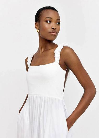 ACCESS - Γυναικείο Φόρεμα ποπλίνα με τιράντες 43-3387 Λευκό
