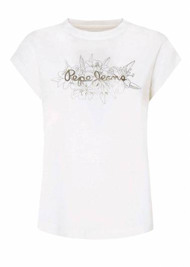 PEPE JEANS - Γυναικεία Κοντομάνικη Μπλούζα Helen PL505767 (800) Λευκό