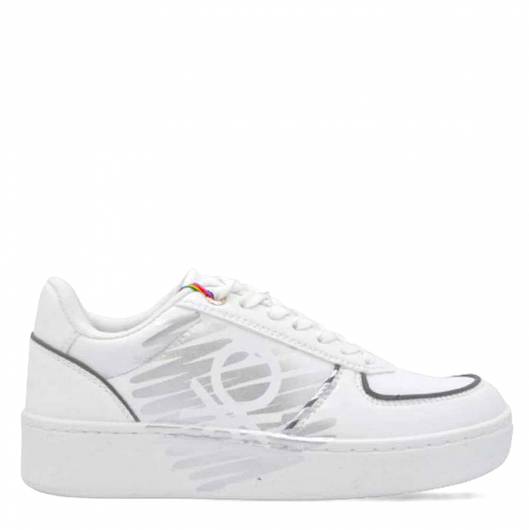 BENETTON - Γυναικείο sneaker BTW214221 White/Silver  1040