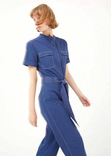 COMPANIA FANTASTICA - Γυναικεία Ολόσωμη φόρμα με ζώνη 41C/11009 Μπλε