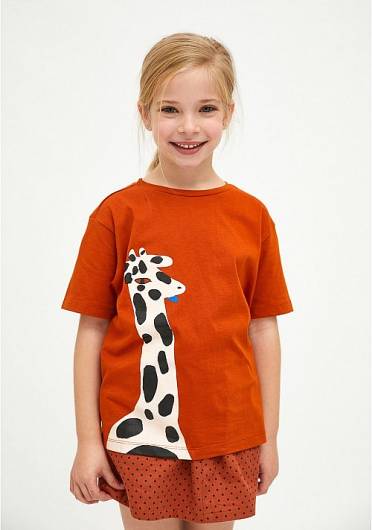 COMPANIA FANTASTICA - Unisex T-shirt giraffe print KO21HIL17 Orange