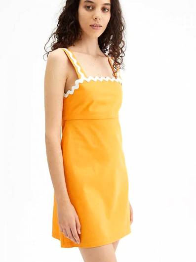 COMPANIA FANTASTICA - Γυναικείο Φόρεμα Μίνι με ζιγκ-ζαγκ λεπτομέρειες 31C/41006 Πορτοκαλί